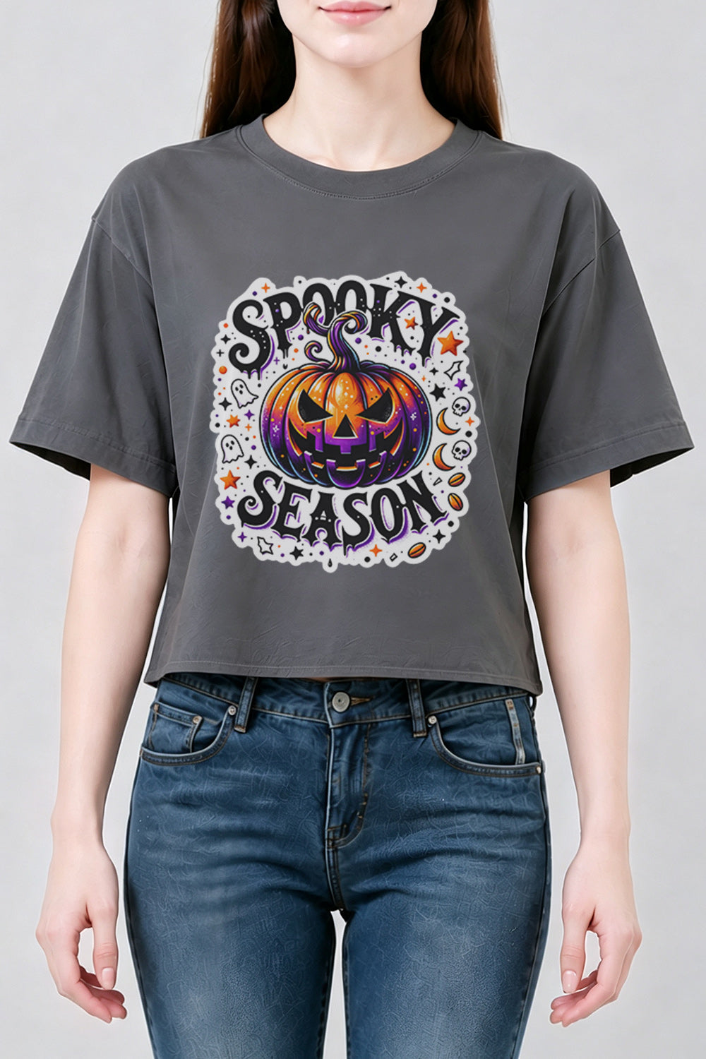 Spooky season pumpkin crop top