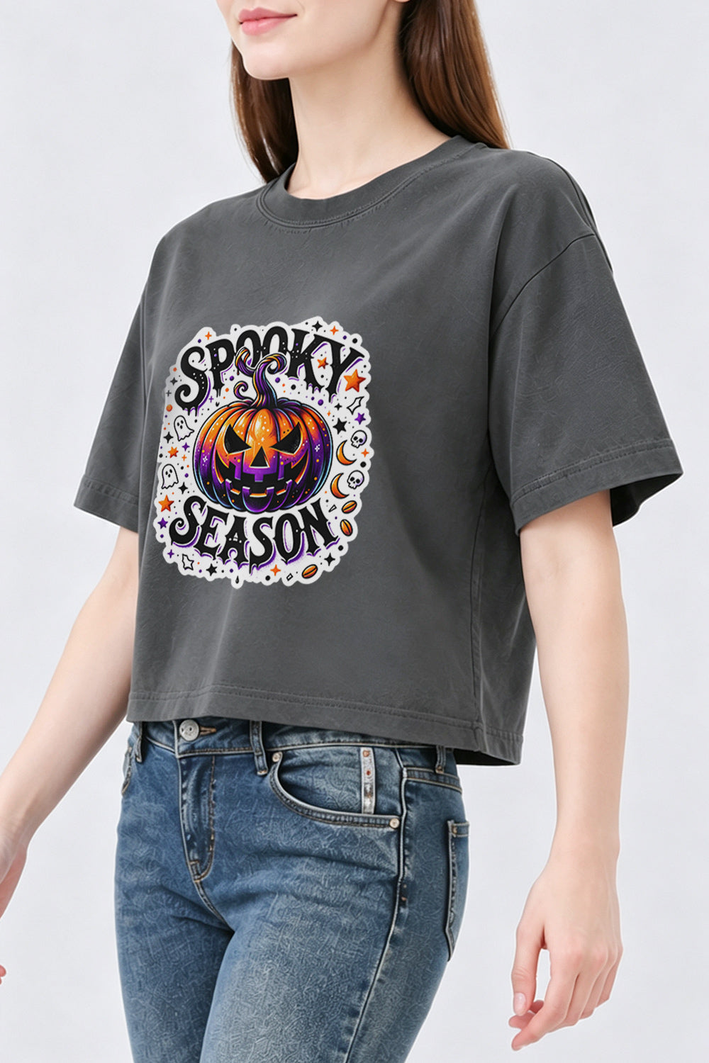 Spooky season pumpkin crop top