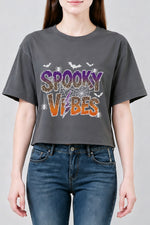 Spooky vibes bats crop top
