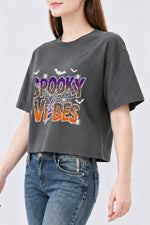 Spooky vibes bats crop top
