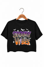 Spooky vibes bats crop top