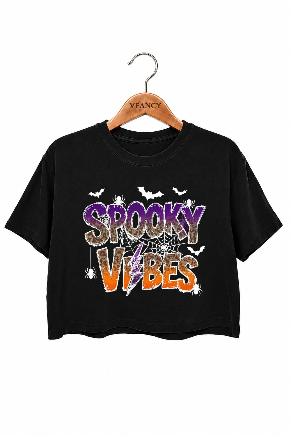 Spooky vibes bats crop top
