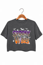 Spooky vibes bats crop top