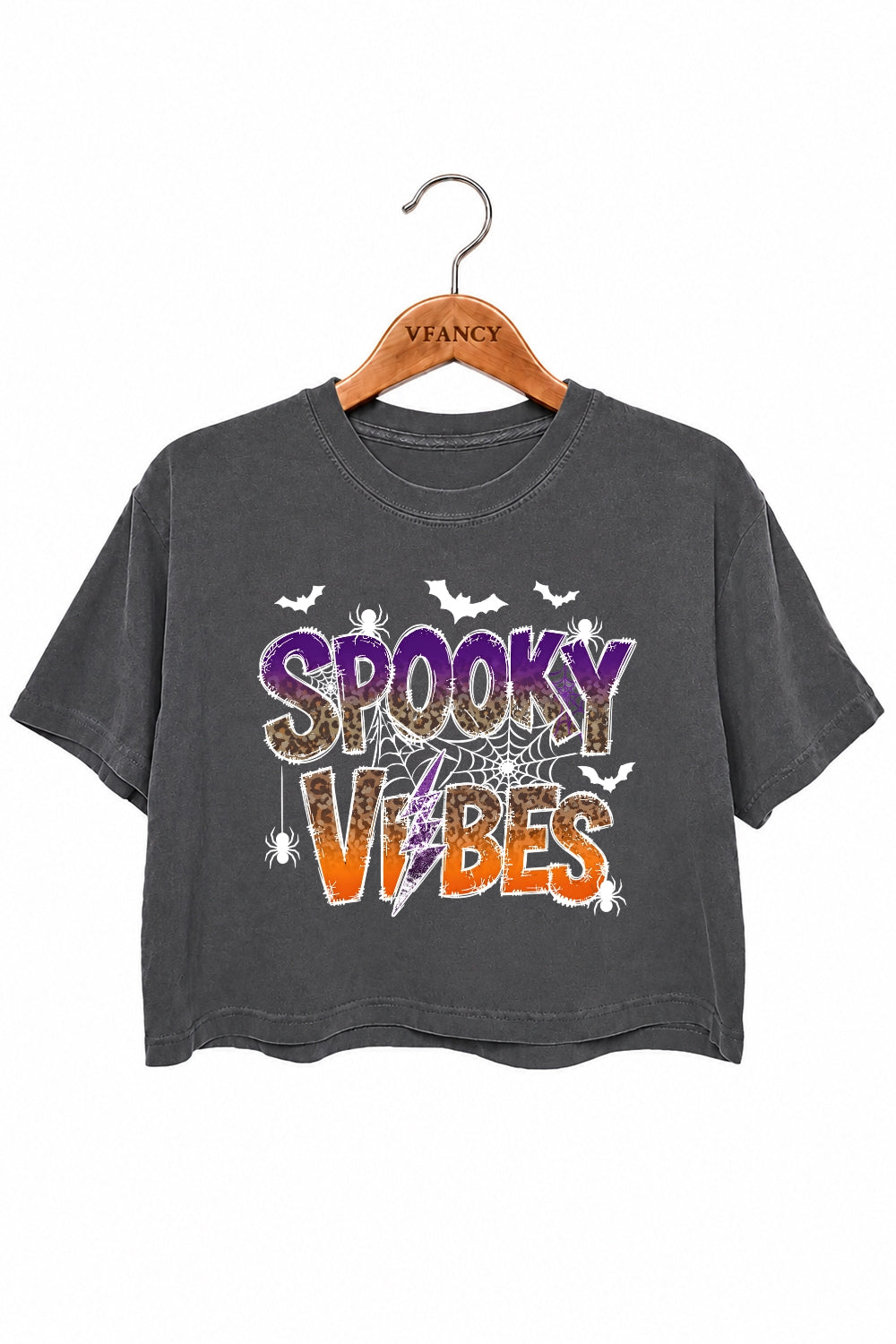 Spooky vibes bats crop top