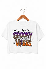 Spooky vibes bats crop top