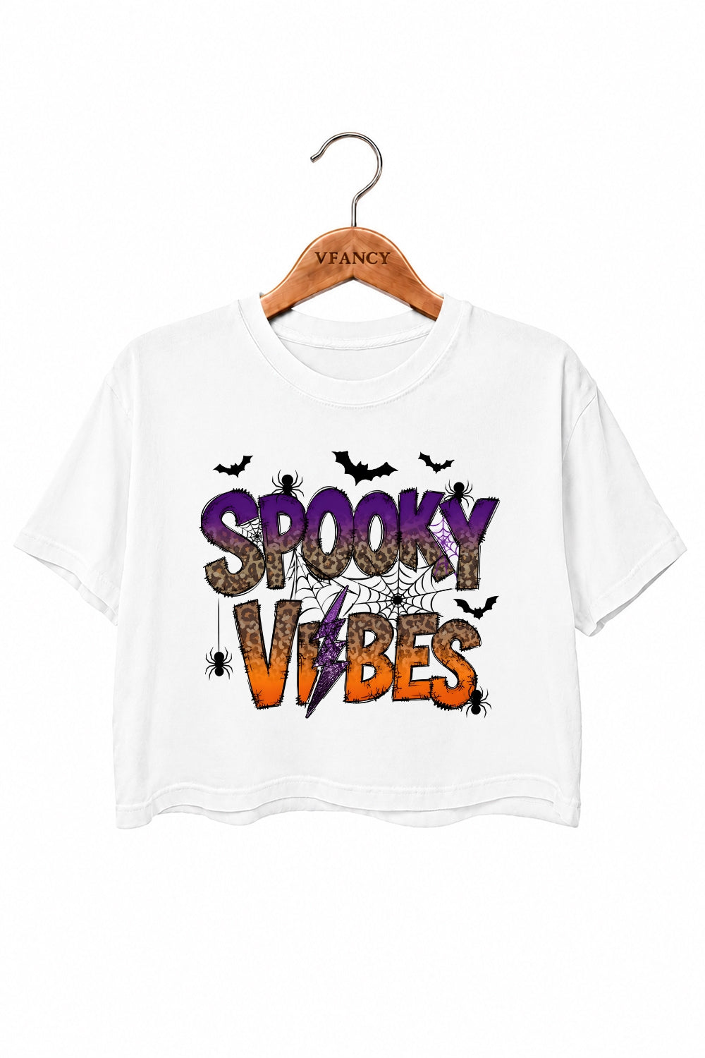 Spooky vibes bats crop top