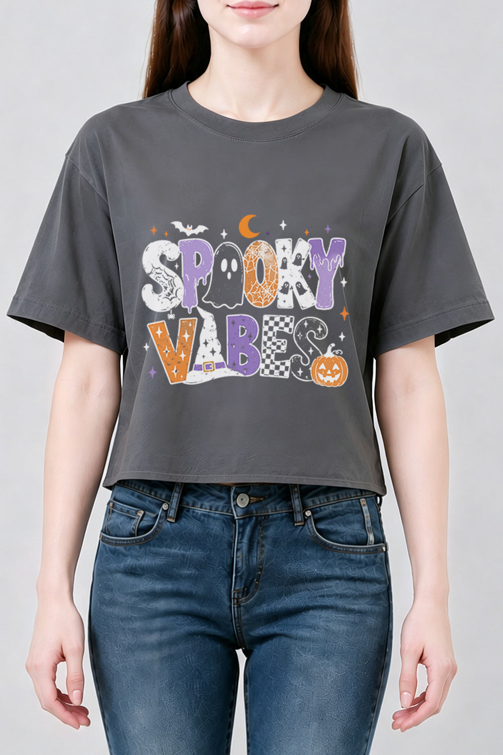 Spooky vibes halloween crop top