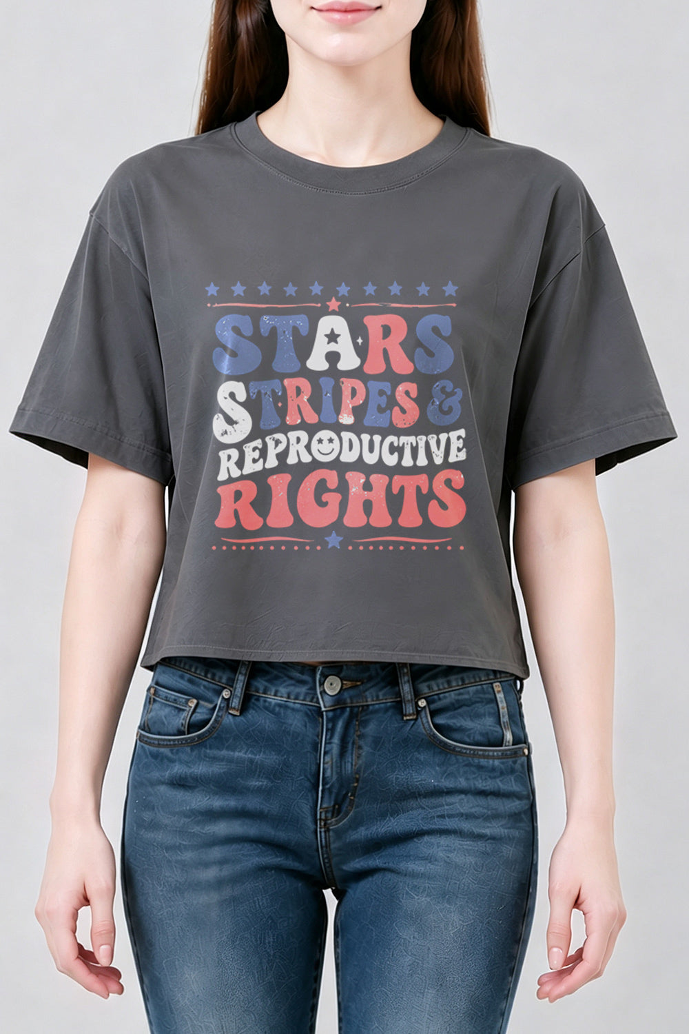 Star stripes and reproductive rights crop top