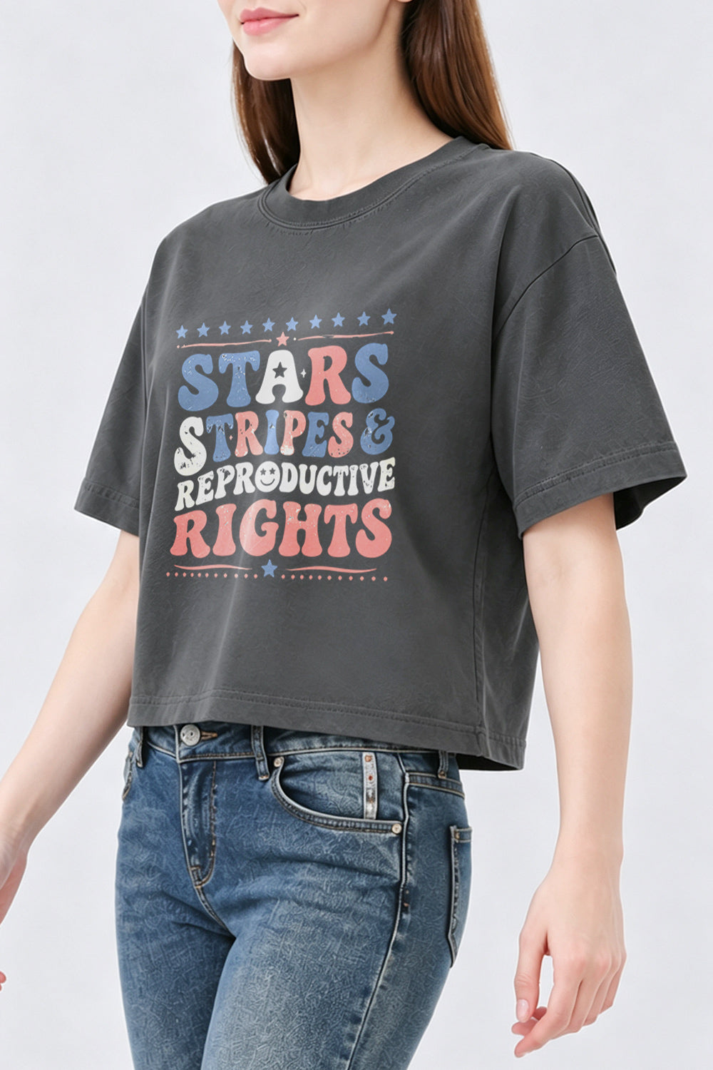 Star stripes and reproductive rights crop top