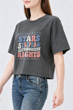 Star stripes and reproductive rights crop top
