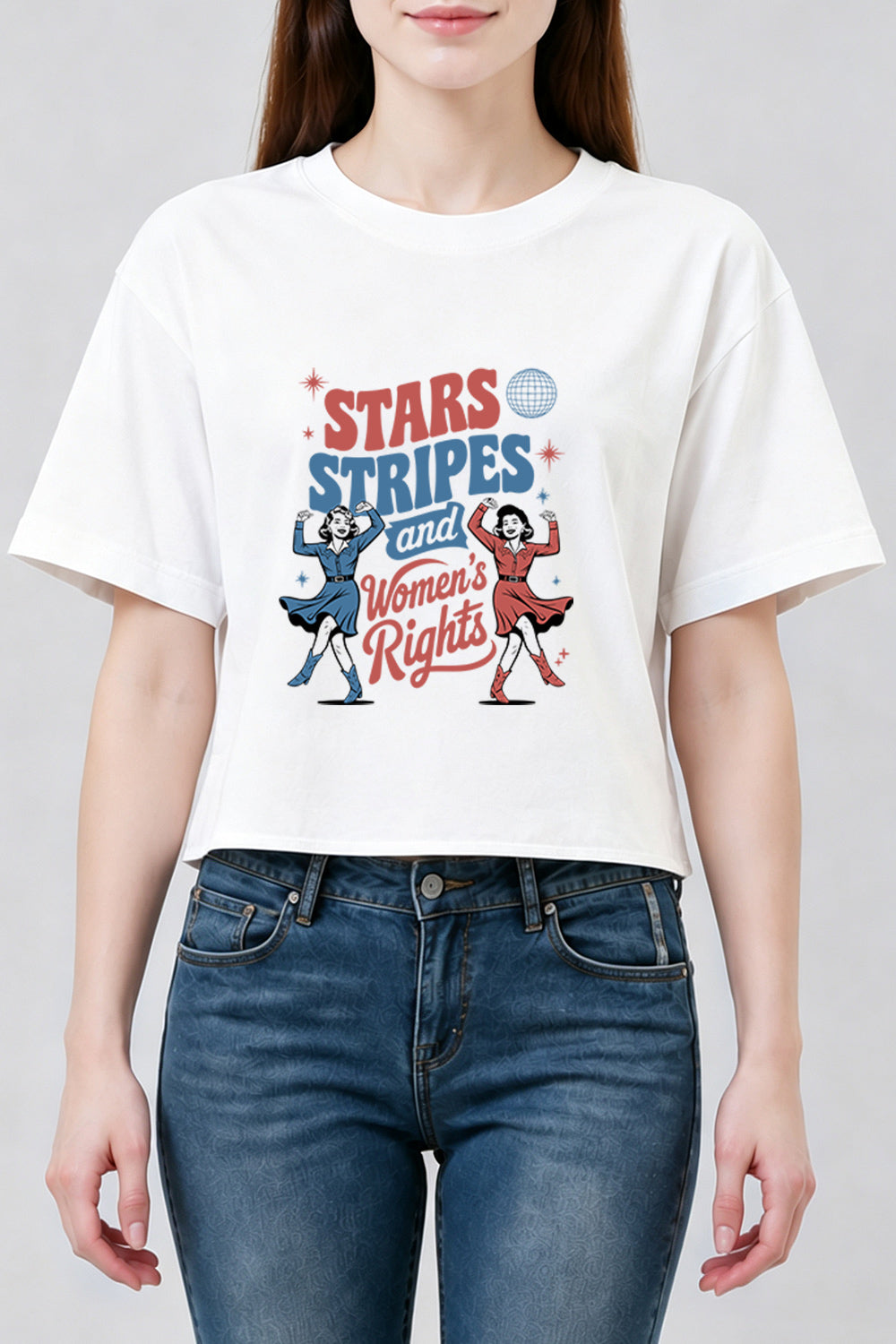 Star stripes and women's rights crop top