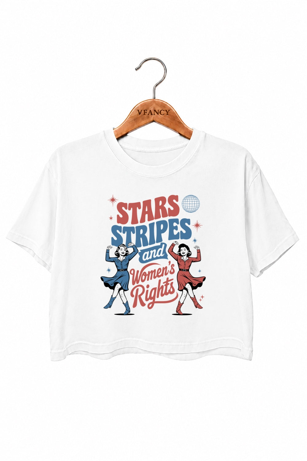 Star stripes and women's rights crop top