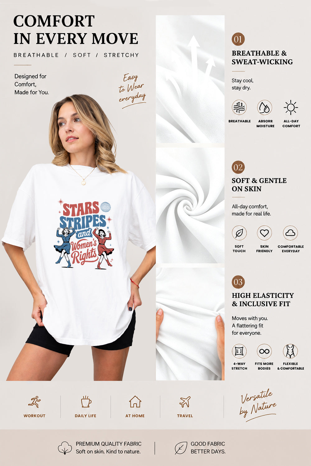 Star stripes and women's rights tee