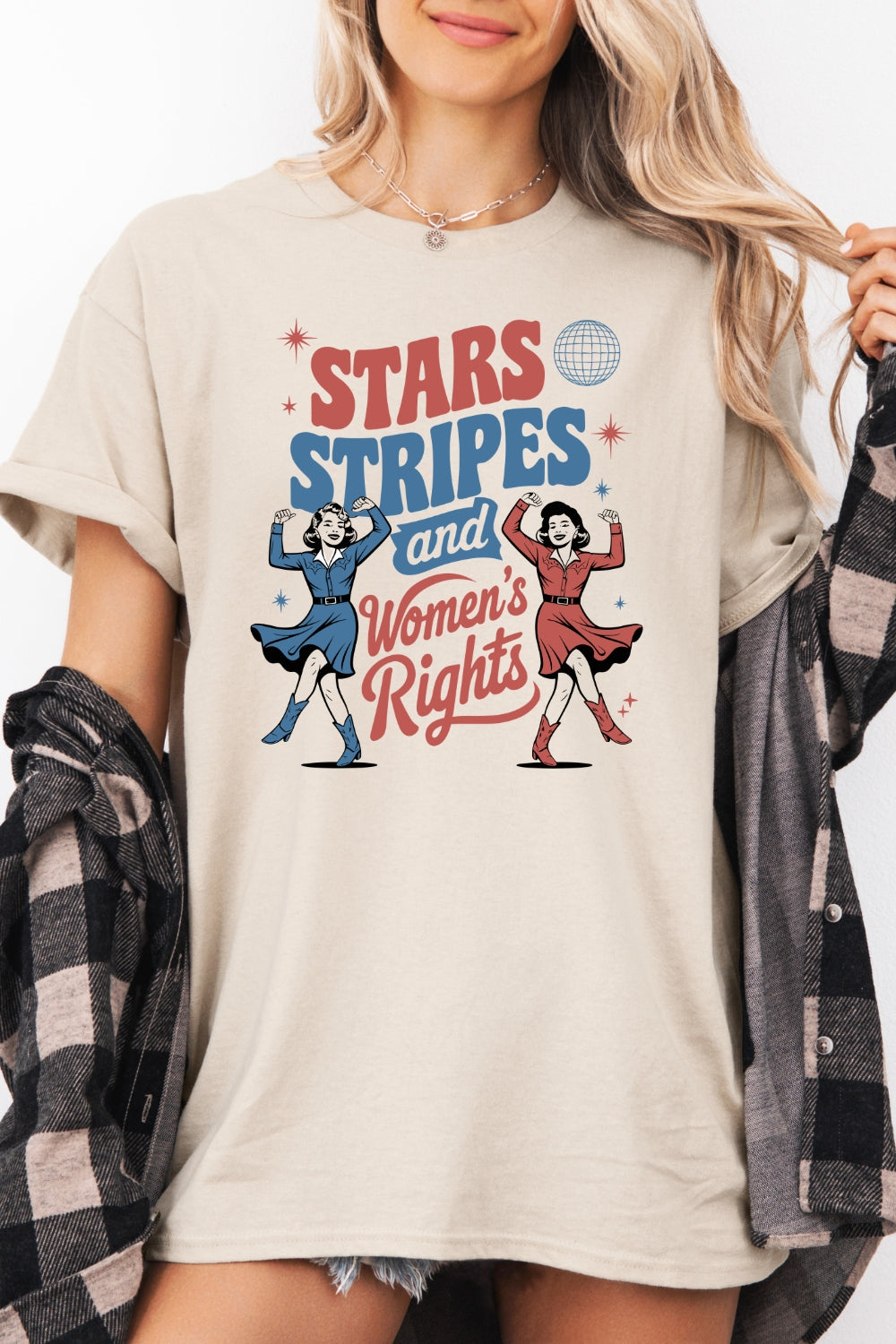 Star stripes and women's rights tee