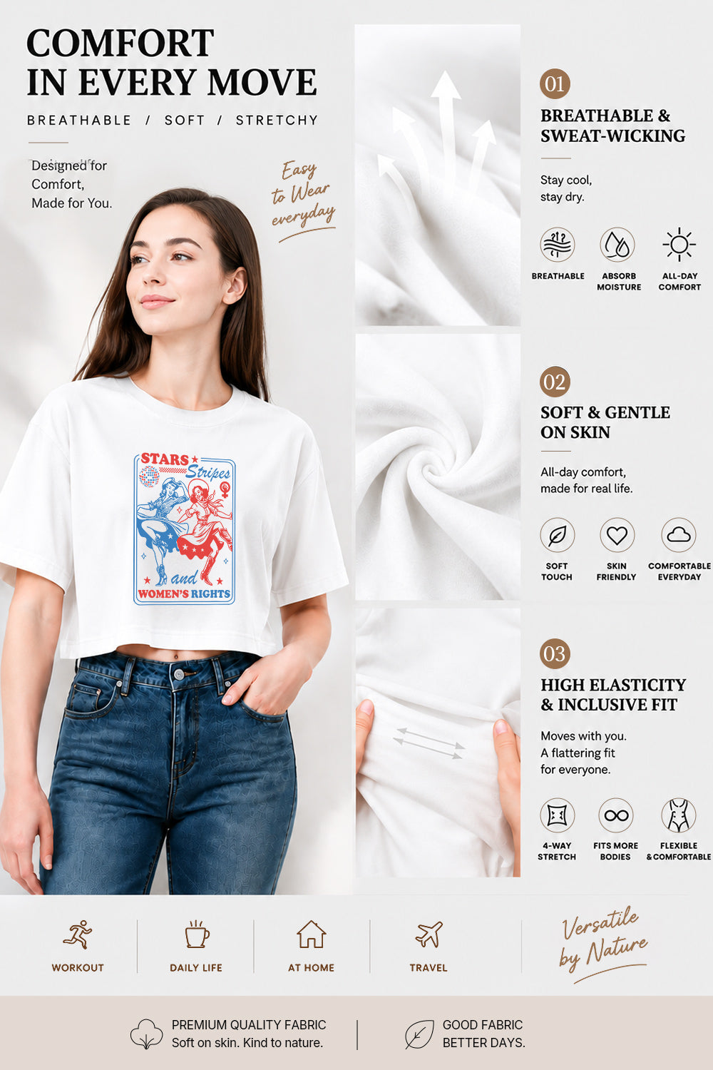 Star stripes women dancing crop top