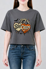 Stay creep skull heart crop top