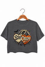 Stay creep skull heart crop top