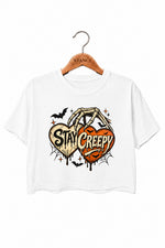 Stay creep skull heart crop top