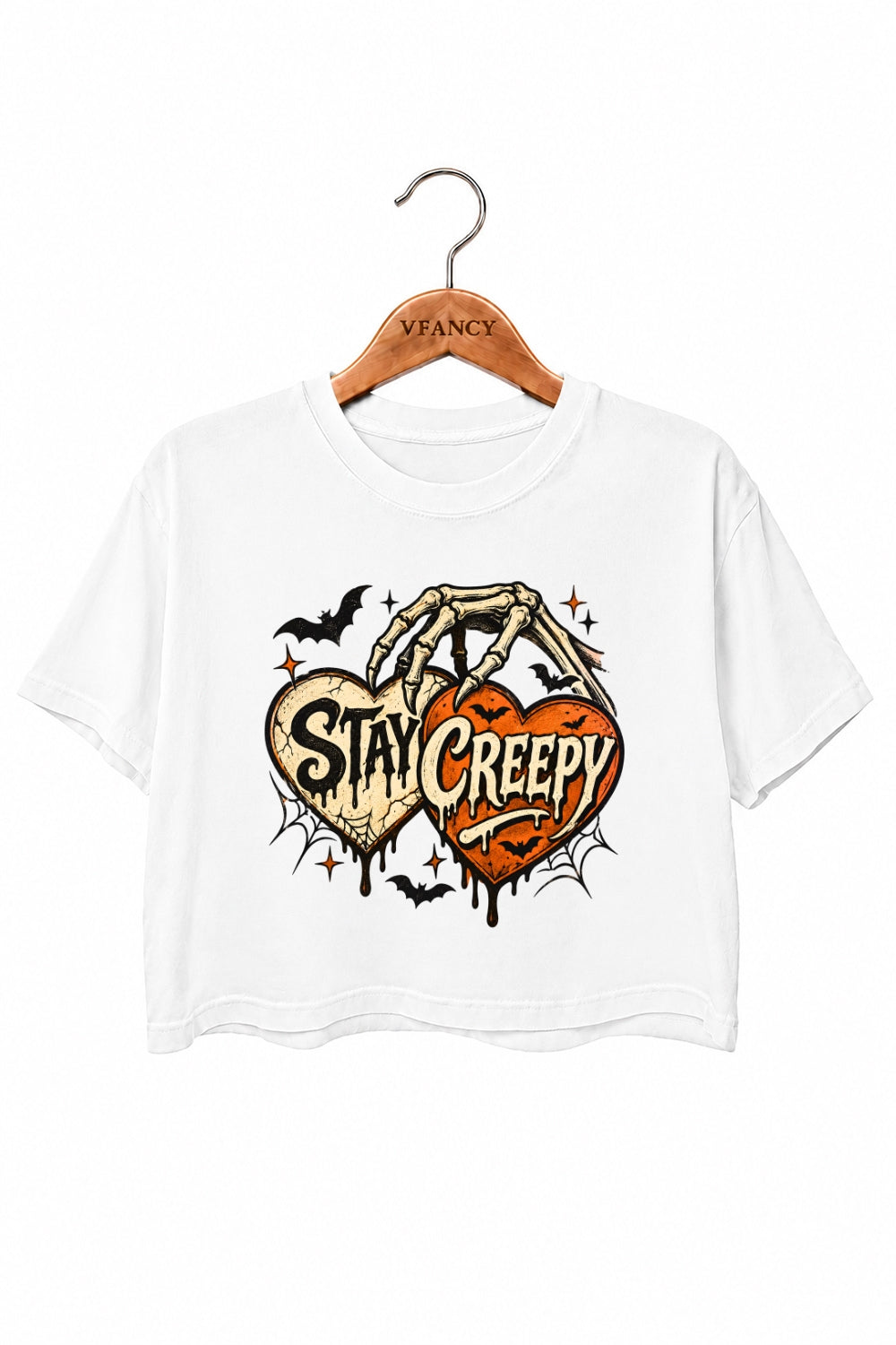 Stay creep skull heart crop top
