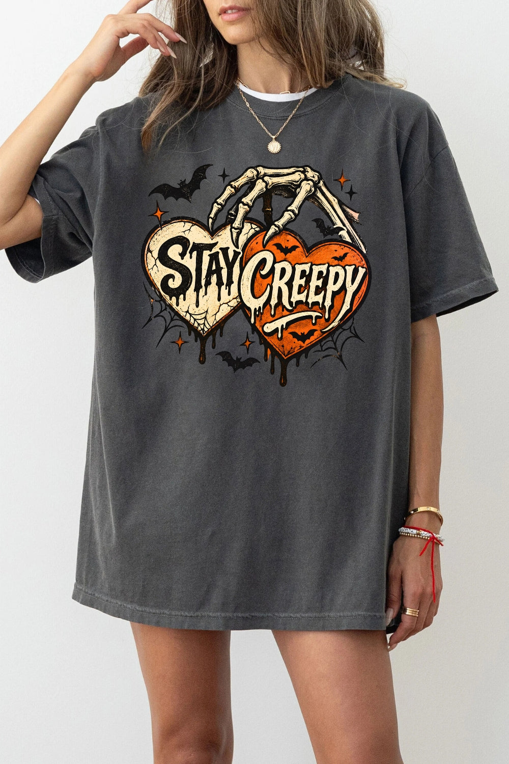 Stay creep skull heart tee