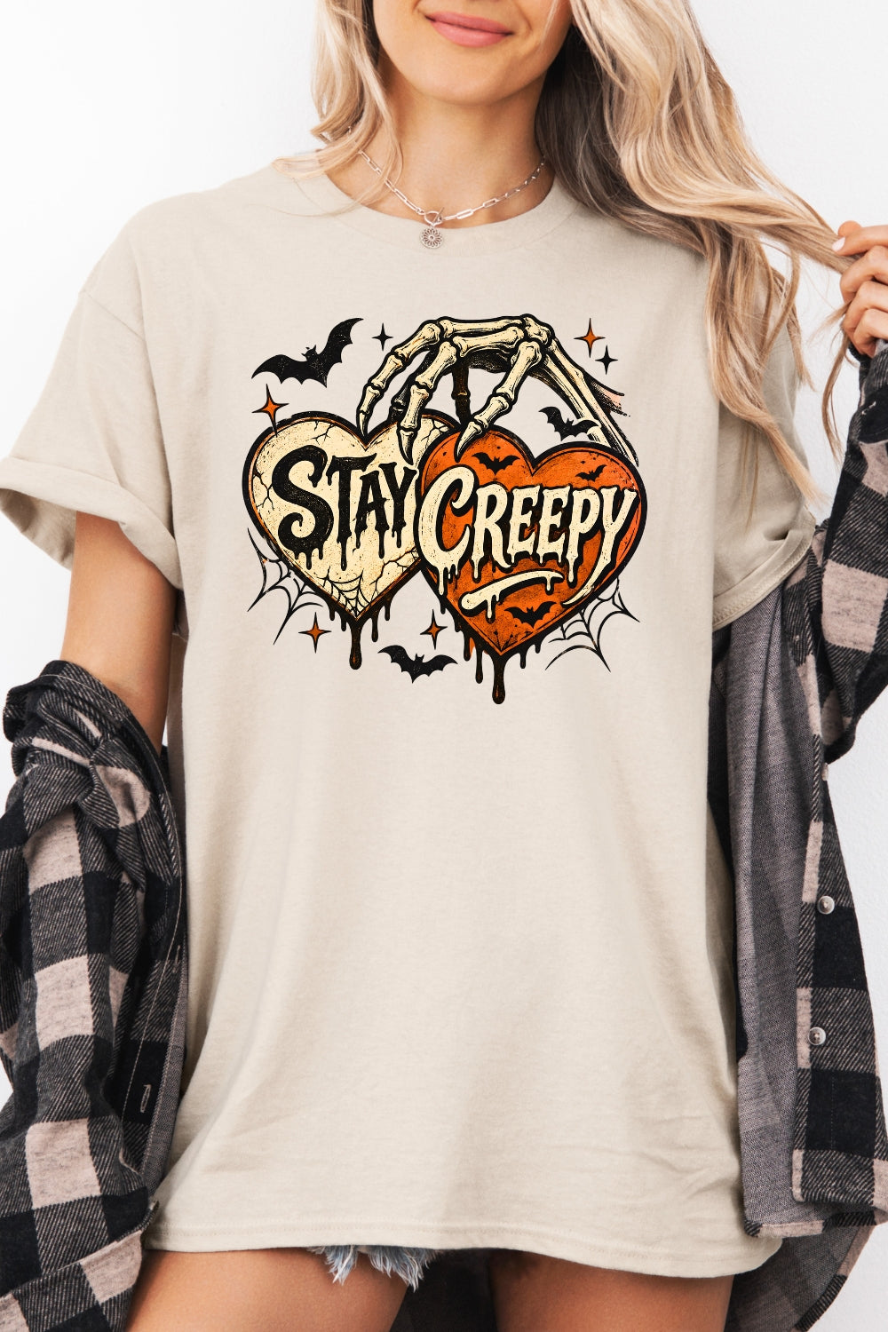 Stay creep skull heart tee