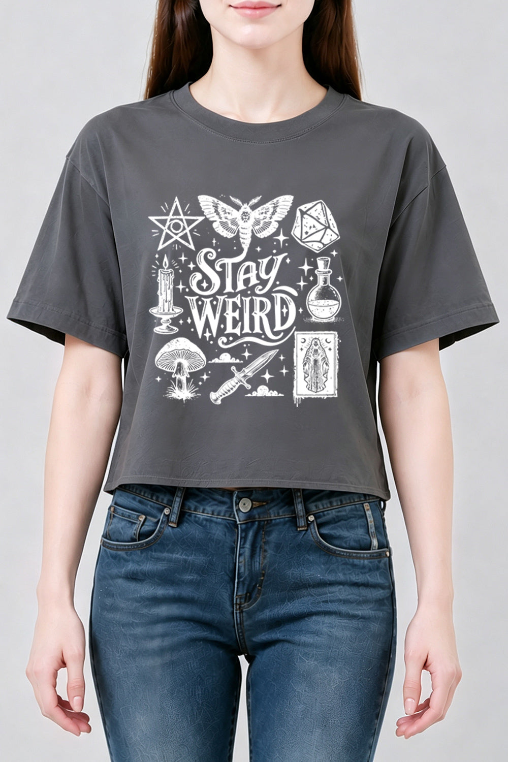 Stay weird witch crop top