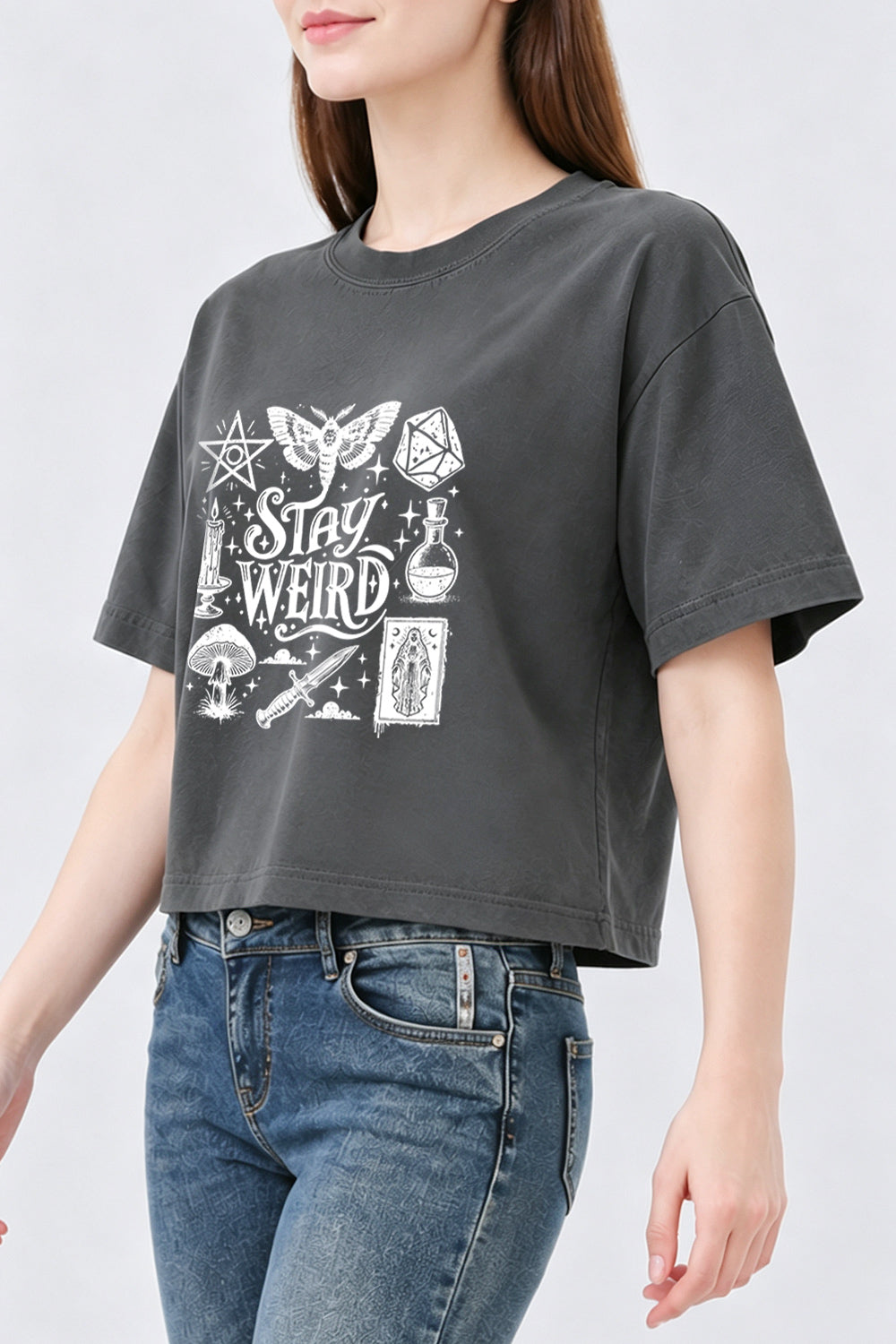 Stay weird witch crop top