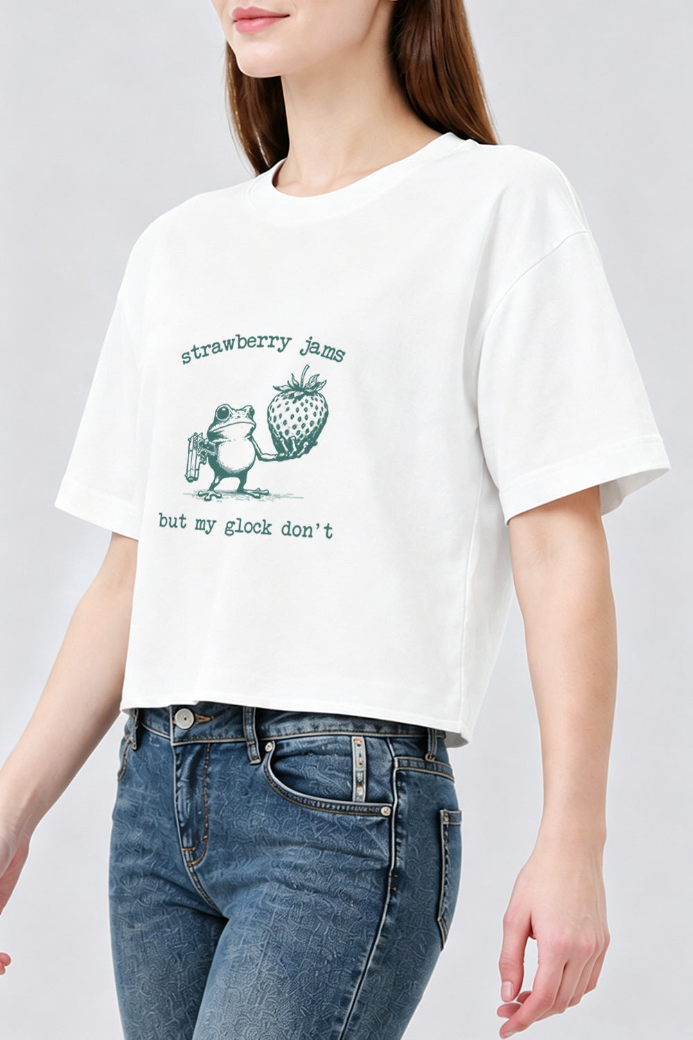 Strawberry jam frog funny crop top