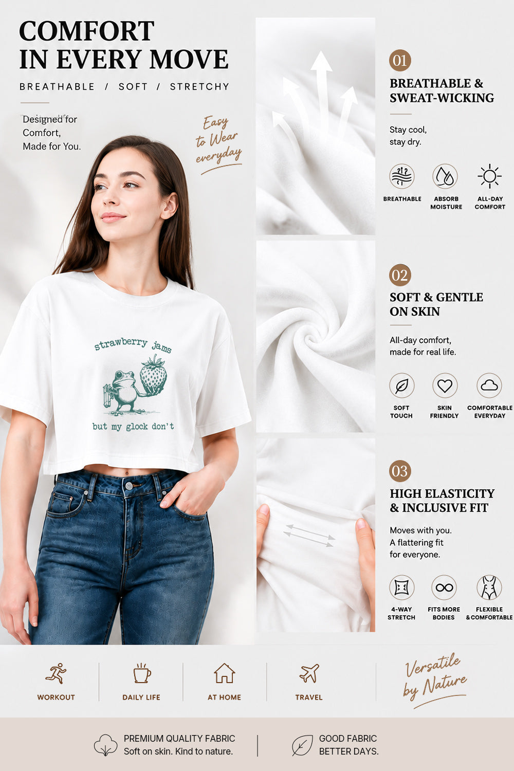 Strawberry jam frog funny crop top