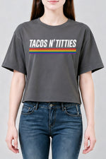 Tacos n titties rainbow crop top