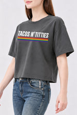 Tacos n titties rainbow crop top