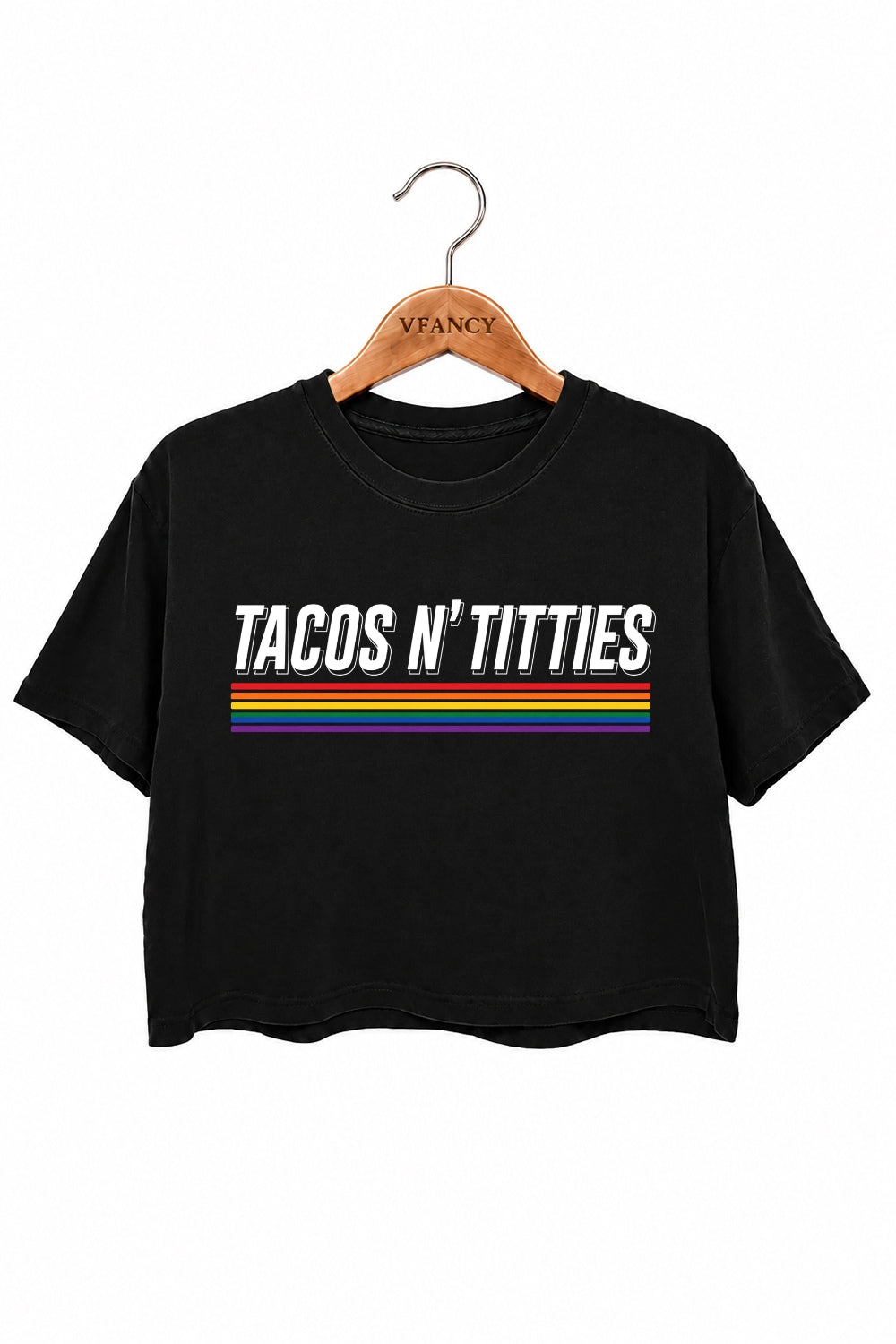 Tacos n titties rainbow crop top