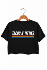 Tacos n titties rainbow crop top