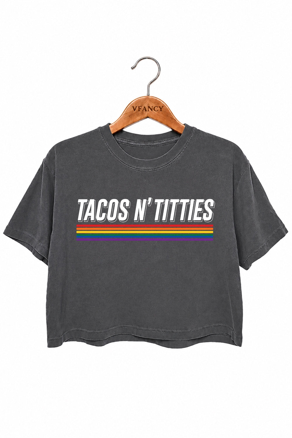 Tacos n titties rainbow crop top