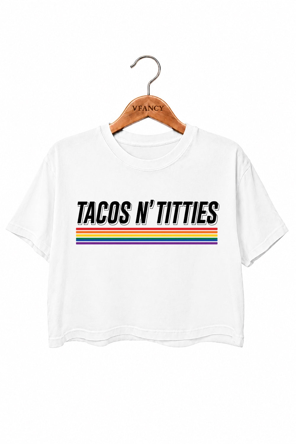 Tacos n titties rainbow crop top