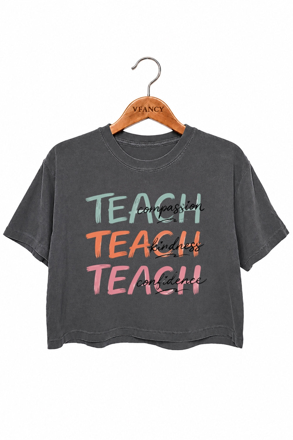 Teach compassion kindness cofidence crop top