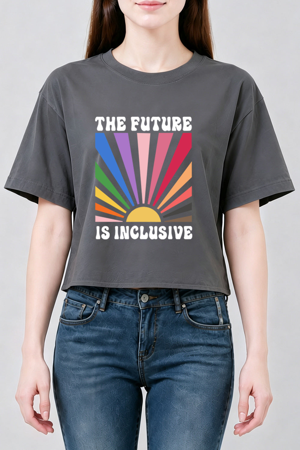 The future is inclusive rainbow crop top