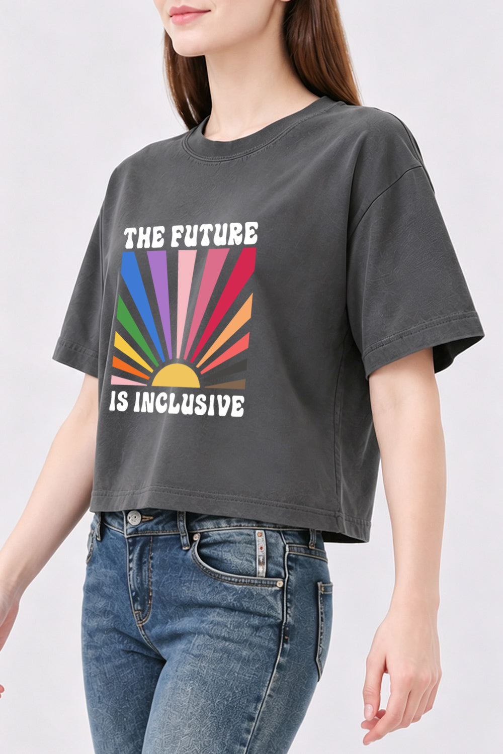 The future is inclusive rainbow crop top