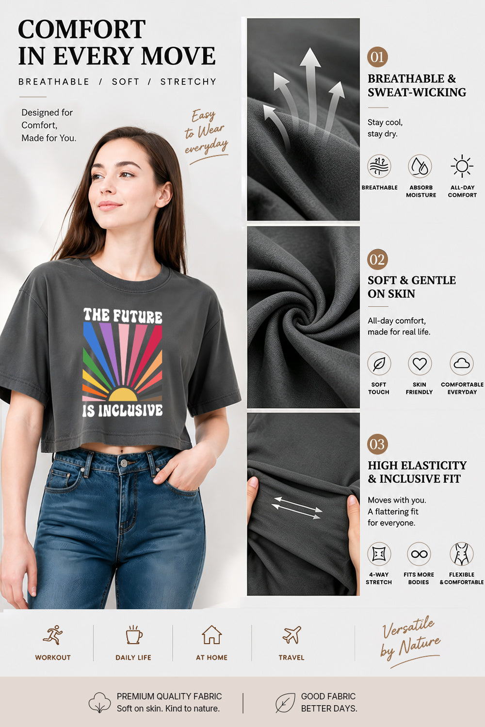 The future is inclusive rainbow crop top