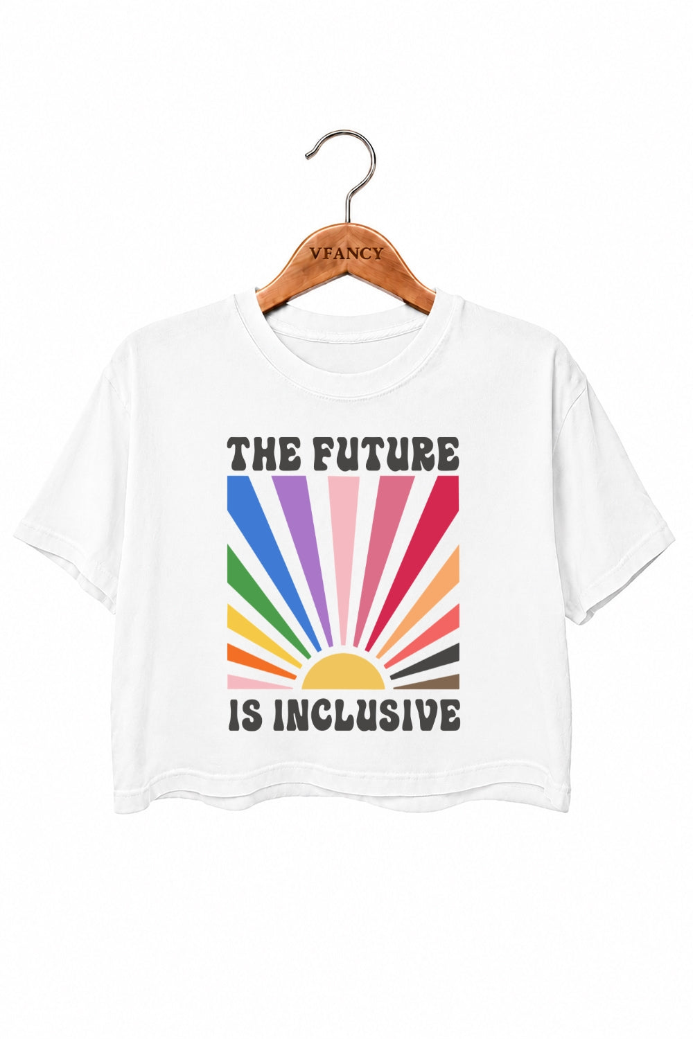 The future is inclusive rainbow crop top