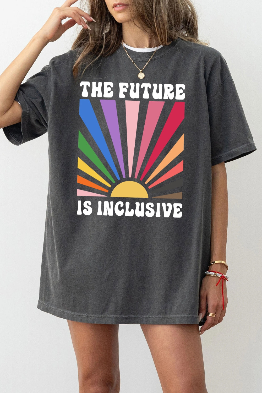 The future is inclusive rainbow tee
