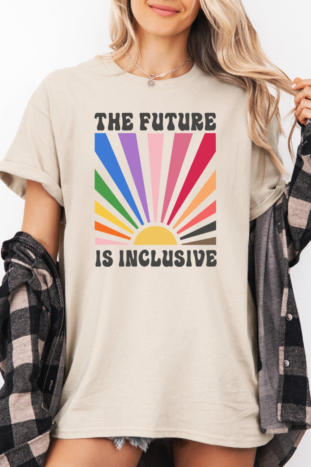 The future is inclusive rainbow tee