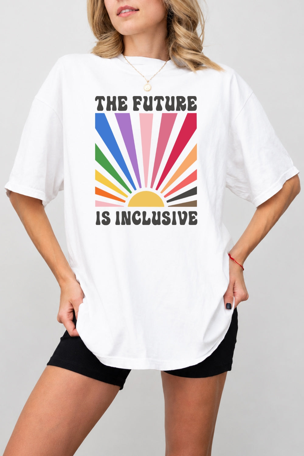 The future is inclusive rainbow tee