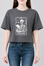 The reader skull reading crop top