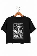 The reader skull reading crop top
