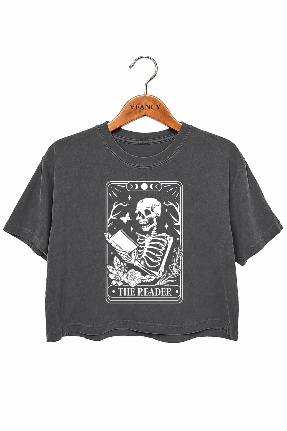The reader skull reading crop top
