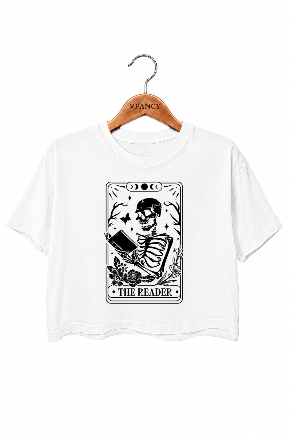 The reader skull reading crop top