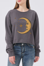 The smiling crescent moon crop sweatshirt