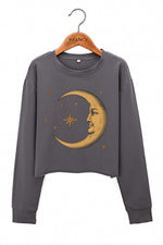 The smiling crescent moon crop sweatshirt