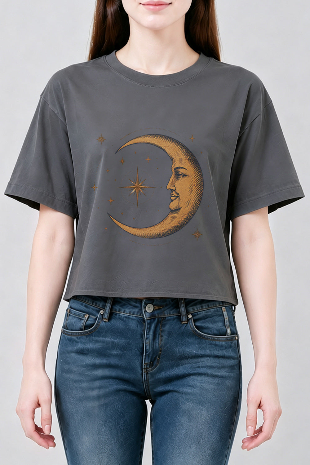 The smiling crescent moon crop top